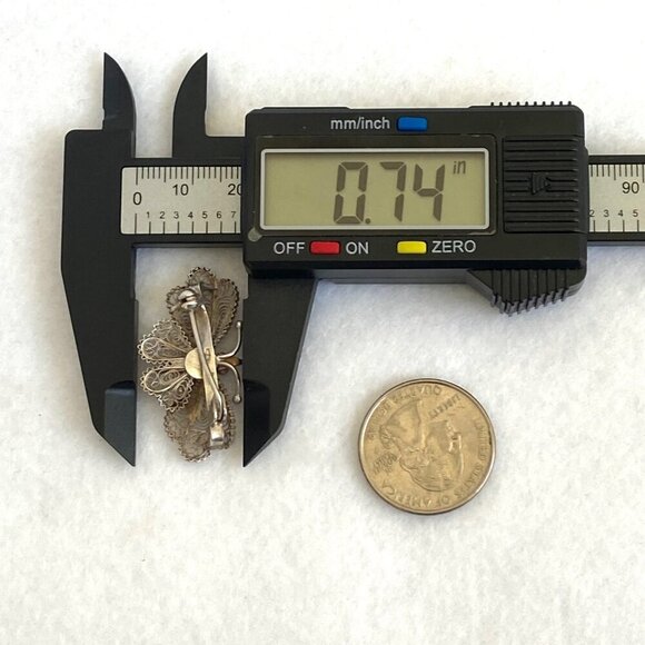 VTG 800 Silver Dainty Spun Silver Butterfly Brooch Pin Insect Brooch - Picture 14 of 14